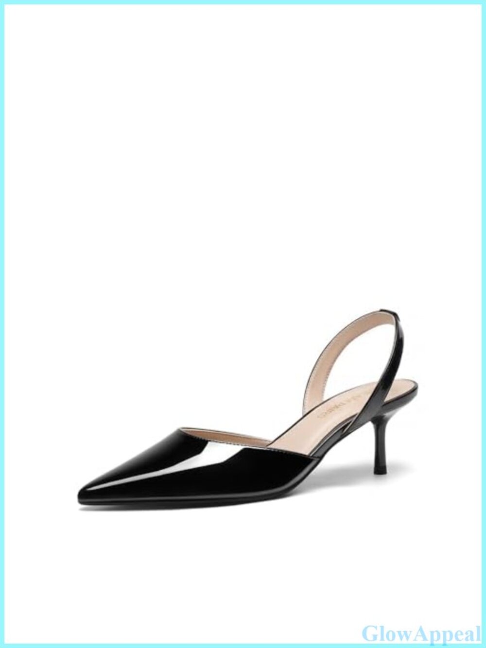 Faux Leather Slingback Kitten Heels Pointed Toe Pumps